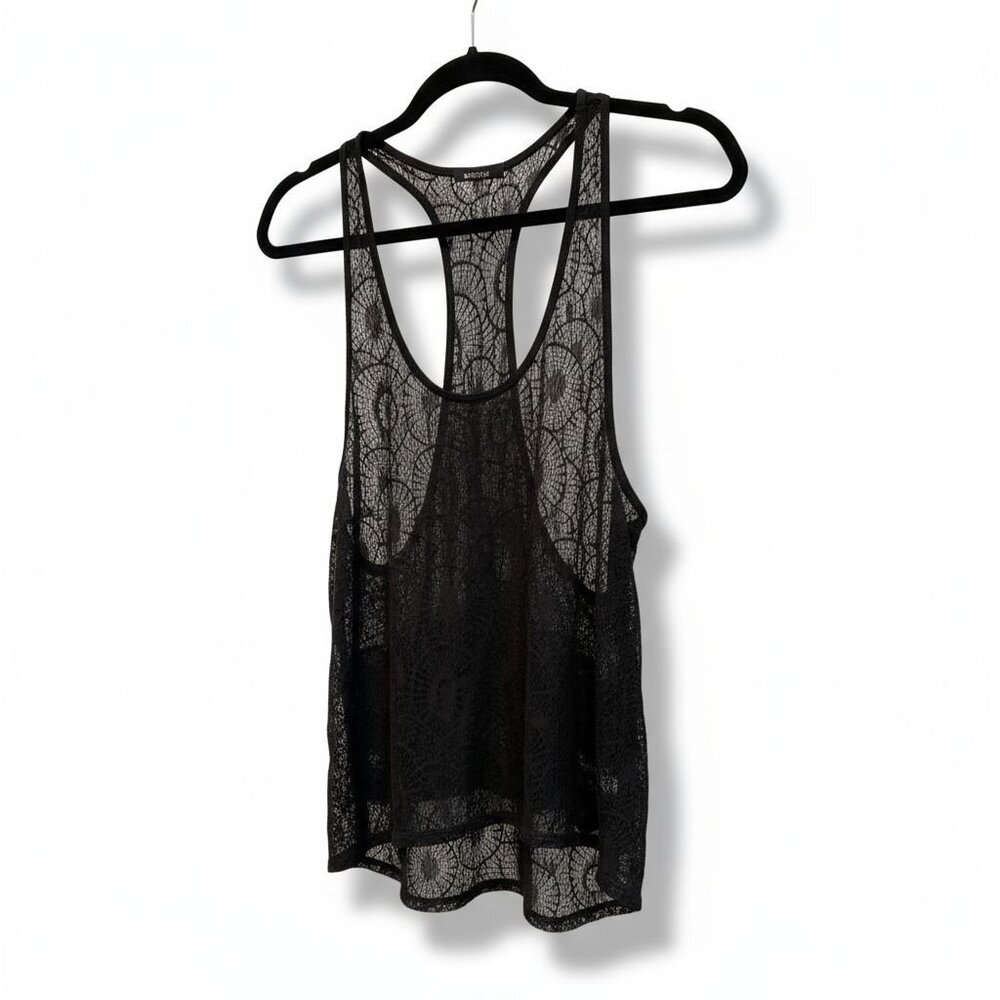 LA Made Black Lace Racerback Tank Top S